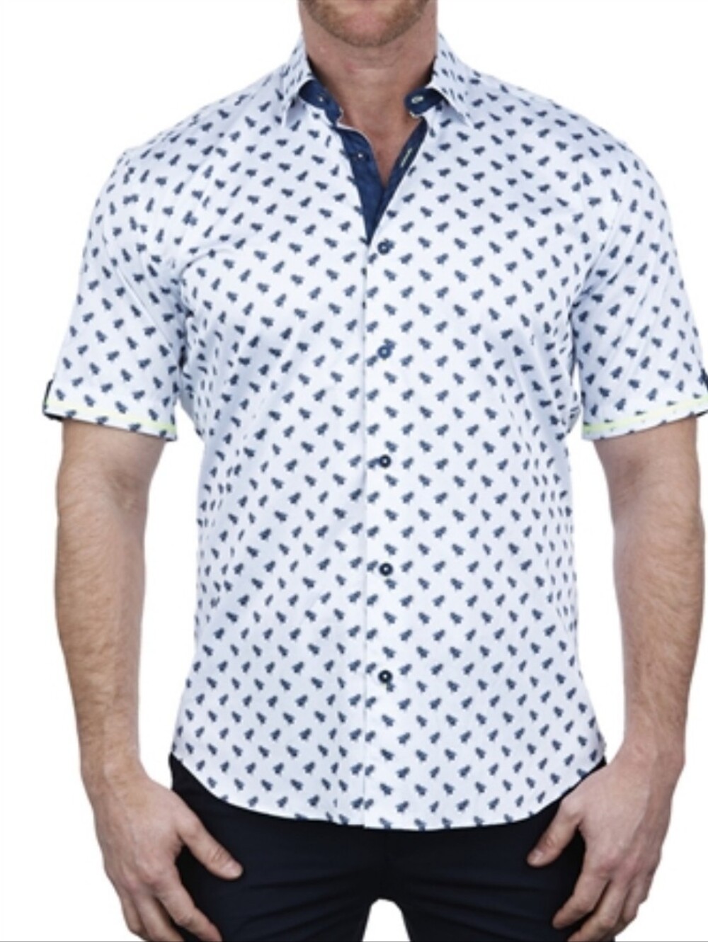 MACEOO Galileo BEE- BLUE Short Sleeve Shirt.